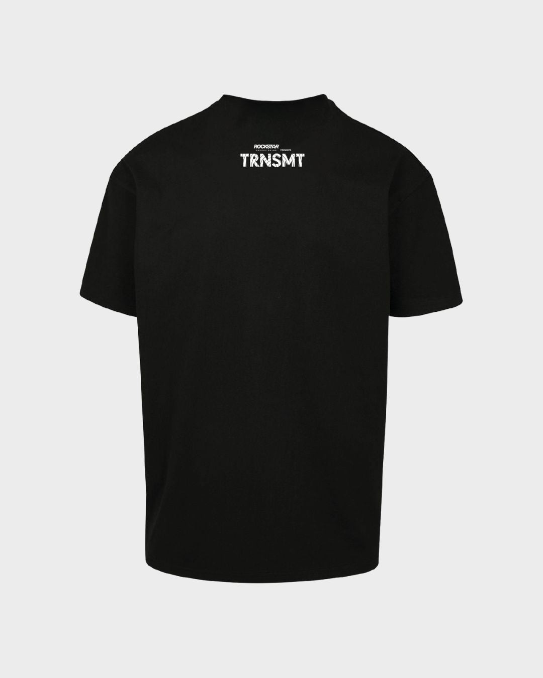 The PPL MAKE TRNSMT T-Shirt by 2025 is black, featuring “TRNSMT” in white and “SCOTLAND” above it near the neckline on the back.